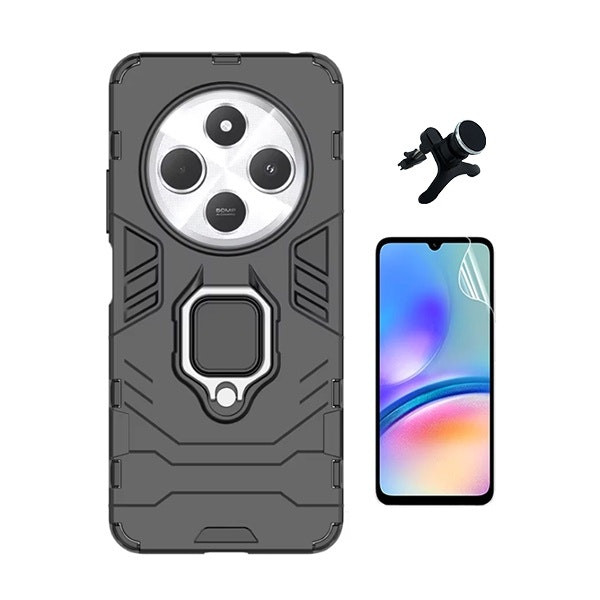 Hydrogel screen protector + Military Defender case + magnetic mount for Xiaomi Redmi 14C