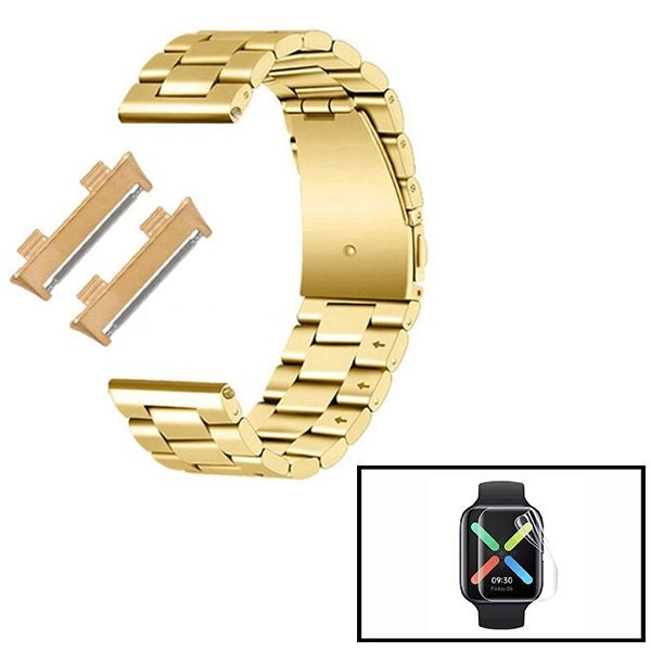 Stainless Steel Watch Band and Gel Full Cover for Oppo Watch 41mm - Gold