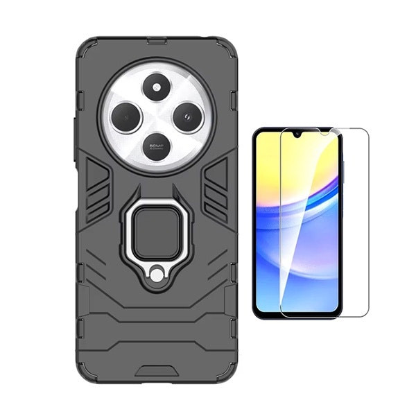 Kit Vidro Clearglass + Capa Military Phonecare Para Xiaomi Redmi 14C - Preto