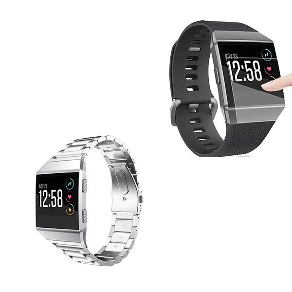 Correa Acero Stainless Lux con Herramienta y Gel Full Cover para Fitbit Ionic