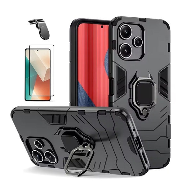 Kit funda y cristal templado con soporte magnético para Redmi Note 14