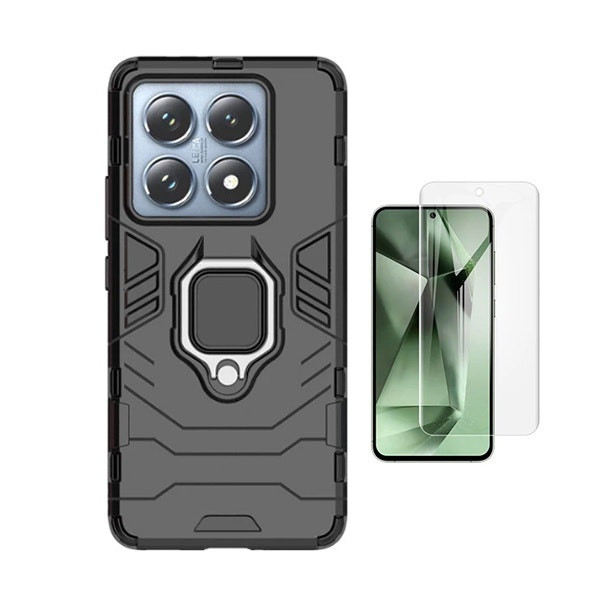 Kit protector hidrogel y funda Military Defender para Xiaomi 14T - Negro