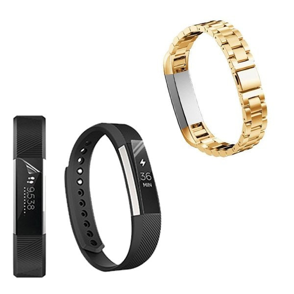Correa de acero inoxidable con protector de gel para Fitbit Alta