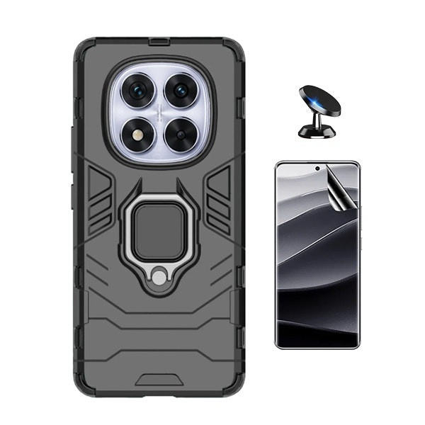 Película hydrogel + funda Military Defender + soporte magnético para Redmi Note 14 Pro