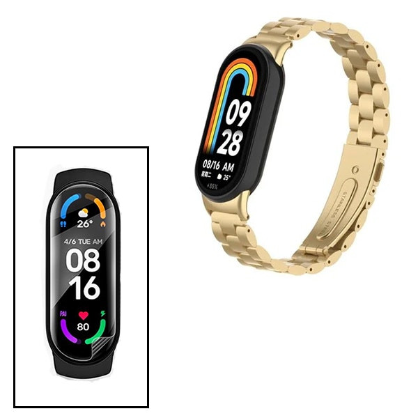 Correa de Acero con Protector de Pantalla Gel Full Cover para Xiaomi Smart Band 9