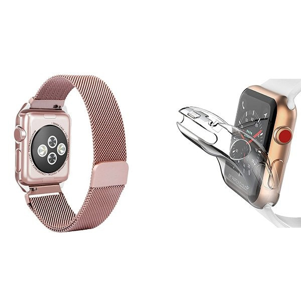 Kit bracelete Milanese Loop y funda 360° para Apple Watch Series 6 44mm