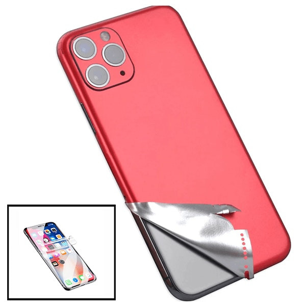 Pegatina trasera y hydrogel full cover para iPhone 12 Rojo