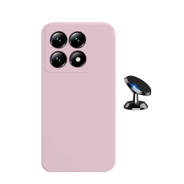 Kit soporte magnético y funda silicona líquida para Xiaomi 14T - Rosa