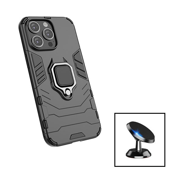 Funda Military Defender 3 en 1 con Soporte Magnético para iPhone 15 Plus - Negro