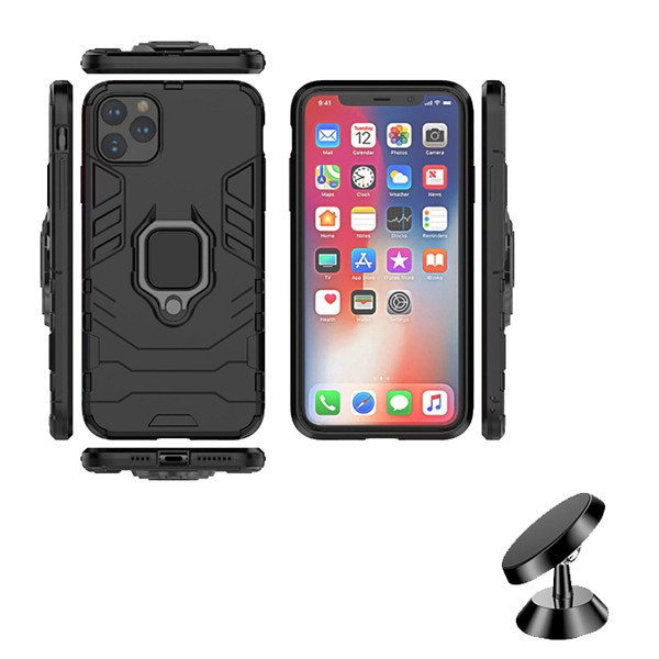 Soporte magnético de coche y funda Military Defender para iPhone 11 Pro