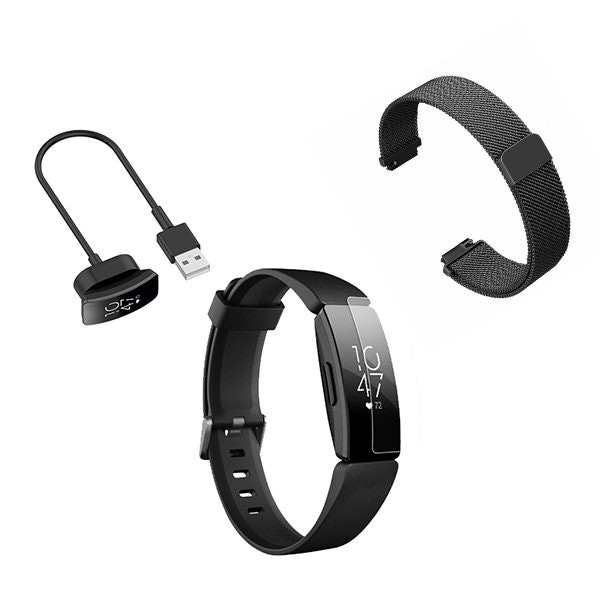 Milanese Loop Band with Magnetic Clasp and USB Charger for Fitbit Inspire HR