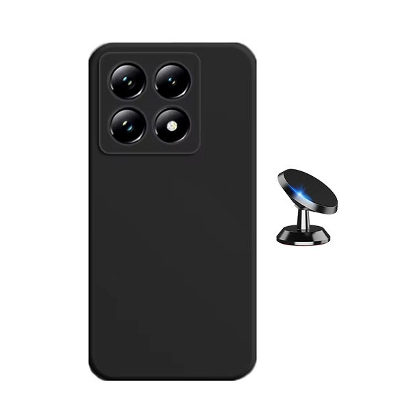 Funda de silicona líquida y soporte magnético para Xiaomi 14T - Negro