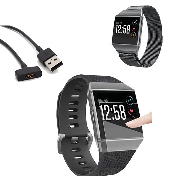 Correa Milanese Loop con Cierre Magnético y Cargador USB para Fitbit Ionic
