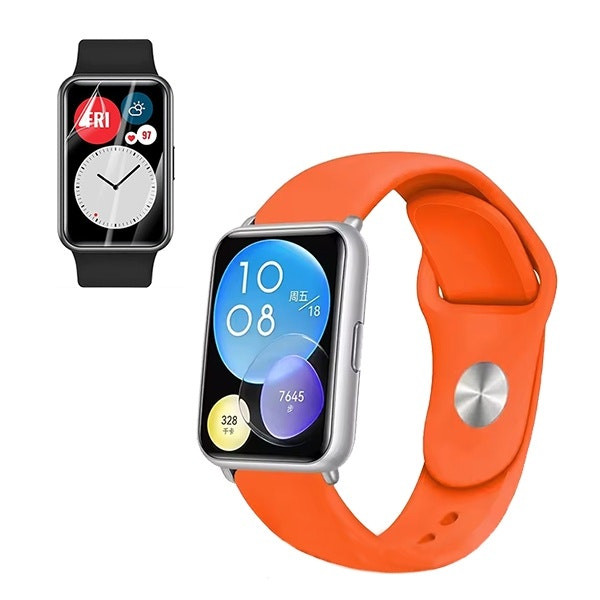Kit correa Smoothsilicone y protector hidrogel para Huawei Watch Fit SE