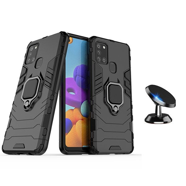Kit soporte magnético de coche y funda Military Defender para Samsung Galaxy A21s