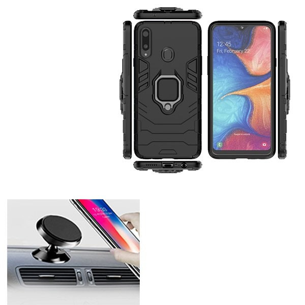 Soporte magnético de coche y funda Military Defender para Samsung Galaxy A20s