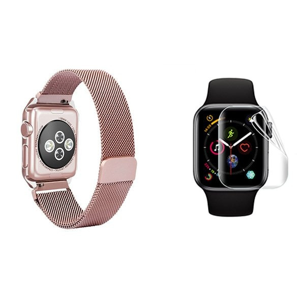 Correa Milanese Loop con cierre magnético y protector Gel Full Cover para Apple Watch Series 6