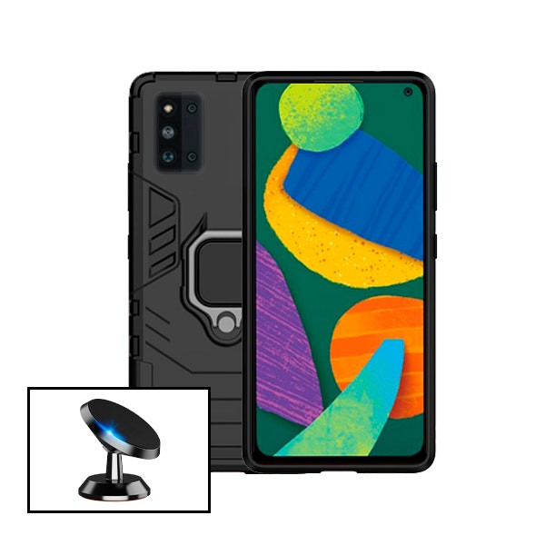 Soporte magnético de coche y funda Military Defender 3 en 1 para Samsung Galaxy F52 5G