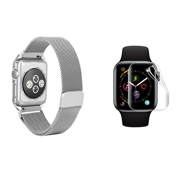 Correa Milanese Loop compatible con Apple Watch Series 5 + protector Gel Full Cover