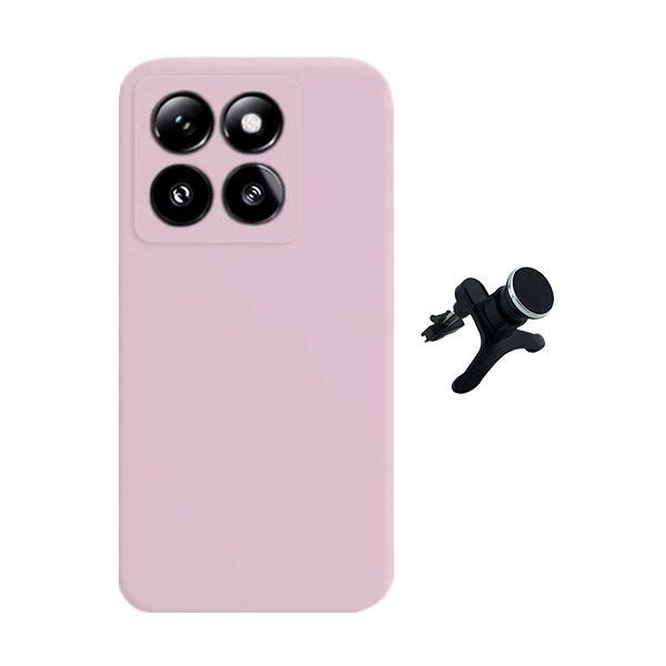 Funda de silicona líquida y soporte magnético para Xiaomi 15 - Rosa