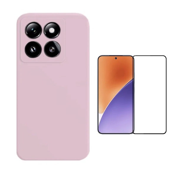 Funda de Silicona Líquida y Protector de Vidrio Templado Full Cover 5D para Xiaomi 15