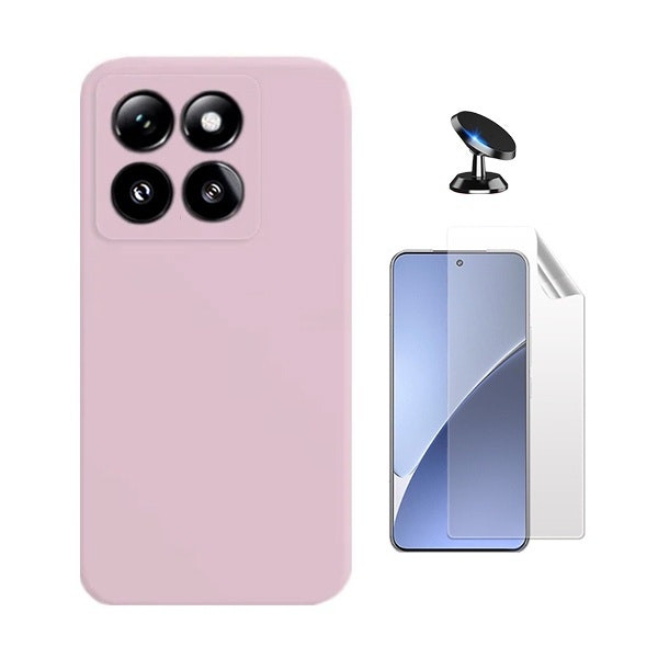 Película hydrogel frontal + funda silicona líquida + soporte magnético para Xiaomi 15