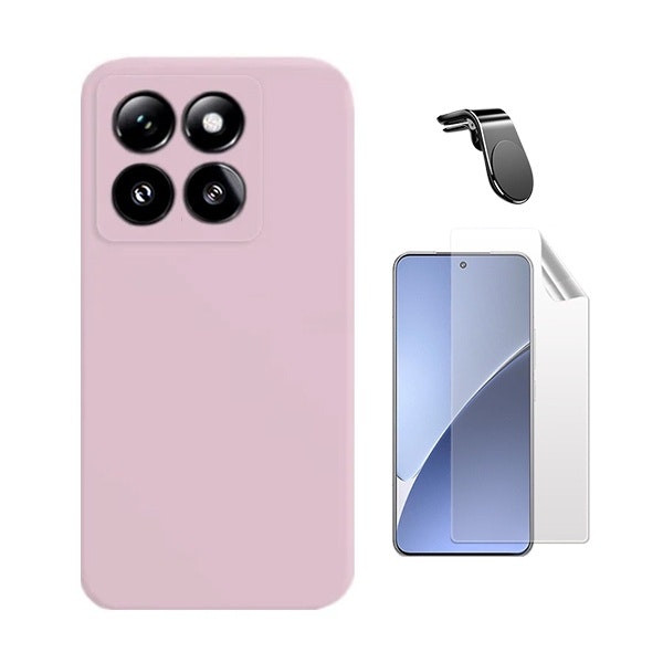 Protector hidrogel + funda silicona líquida + soporte magnético para Xiaomi 15