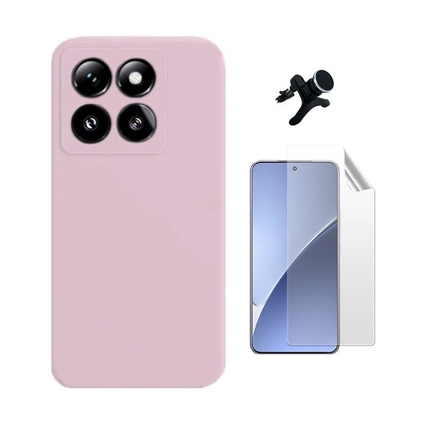 Kit película hydrogel y funda de silicona líquida con soporte reforzado para Xiaomi 15