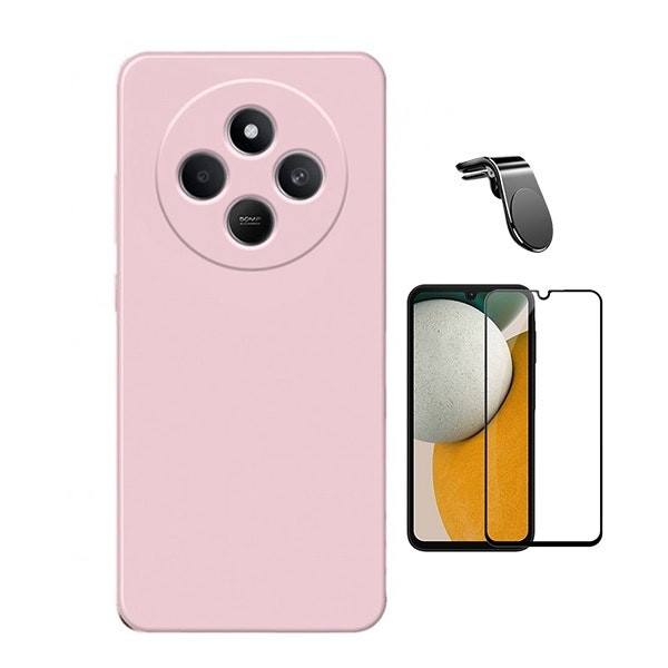 Kit funda silicona líquida con vidrio templado 5D y soporte magnético L para Xiaomi Redmi A4