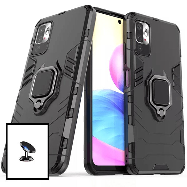 Soporte magnético de coche y funda Military Defender 3 en 1 para Redmi Note 10 5G
