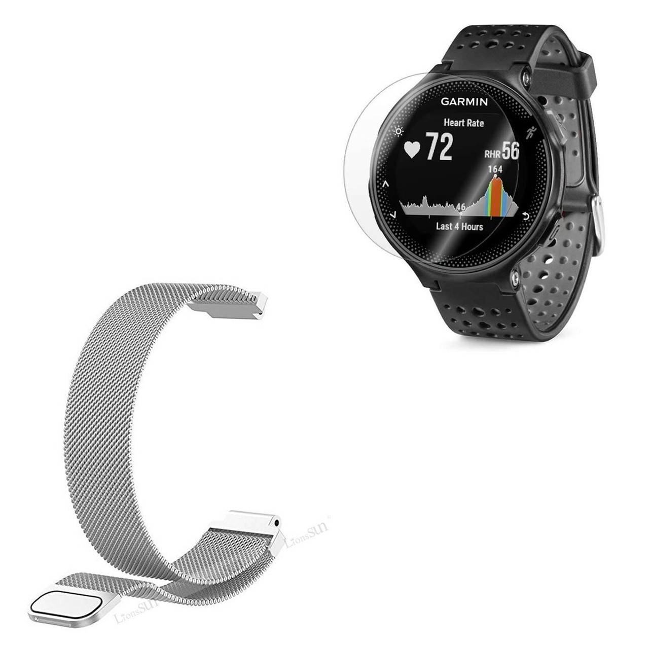 Correa Milanese Loop con Cierre Magnético y Protector para Garmin Forerunner 735XT