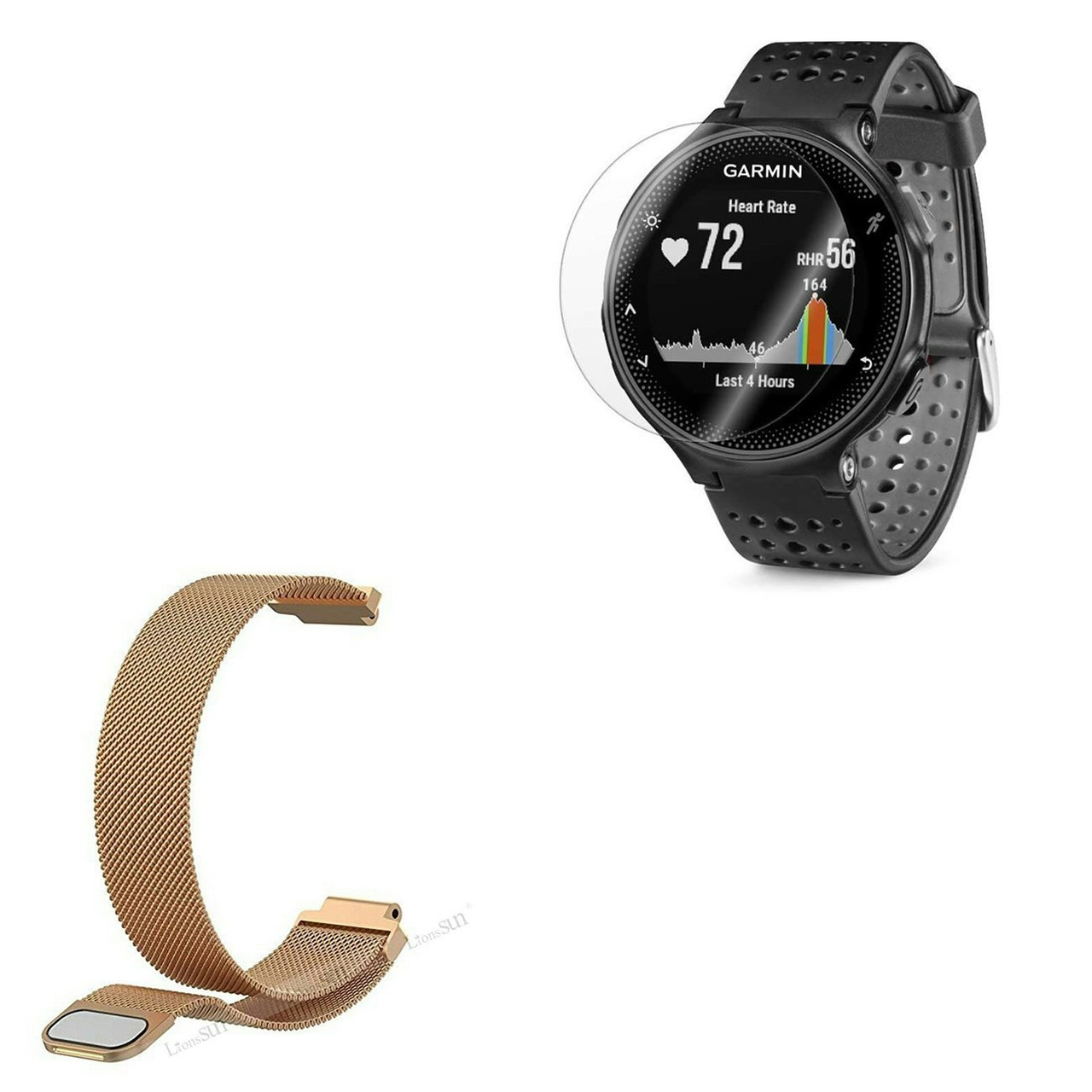 Correa Milanese Loop con Cierre Magnético y Protector de Pantalla para Garmin Forerunner 735XT
