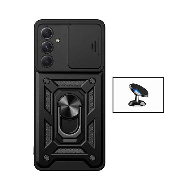 Funda protectora con soporte magnético y cubierta deslizante para cámara para Samsung Galaxy A55 5G
