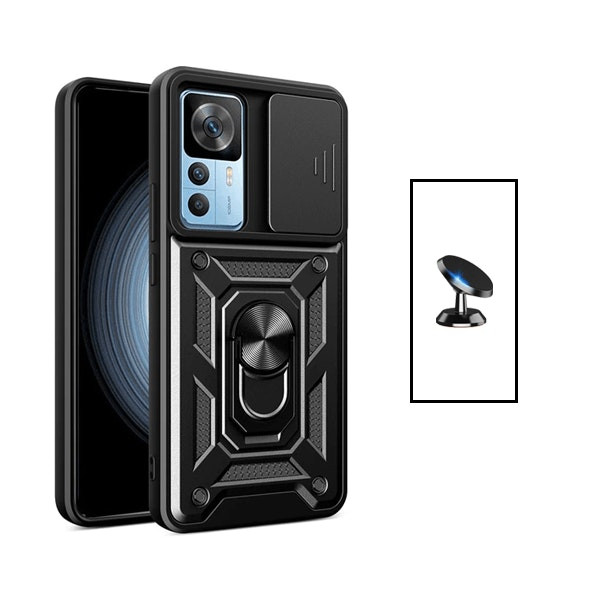 Funda protectora con soporte magnético para Xiaomi 12T Pro - Negro