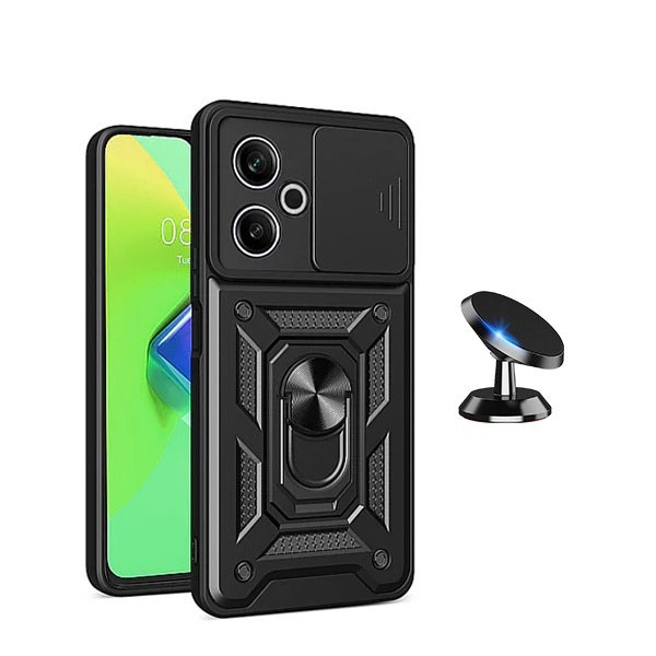 Funda Military Defender con soporte magnético para Xiaomi Redmi 13 5G - Negro