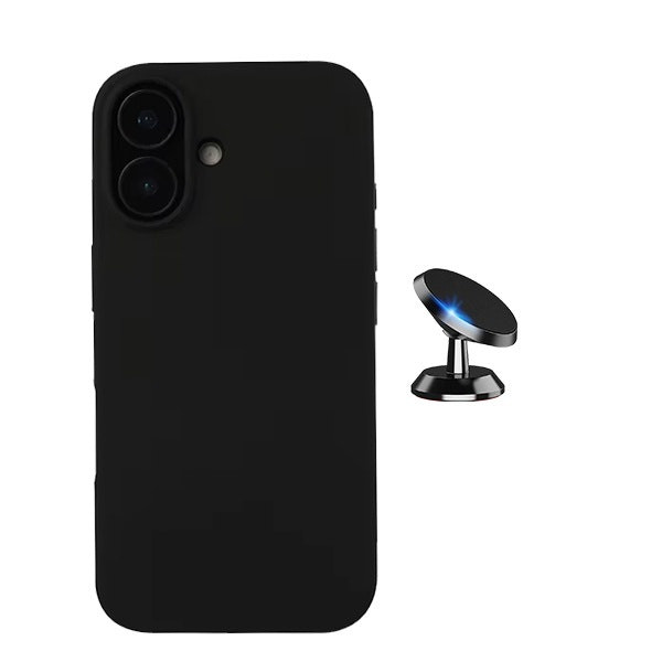 Liquid Silicone Case and Magnetic Car Mount for iPhone 16 Plus