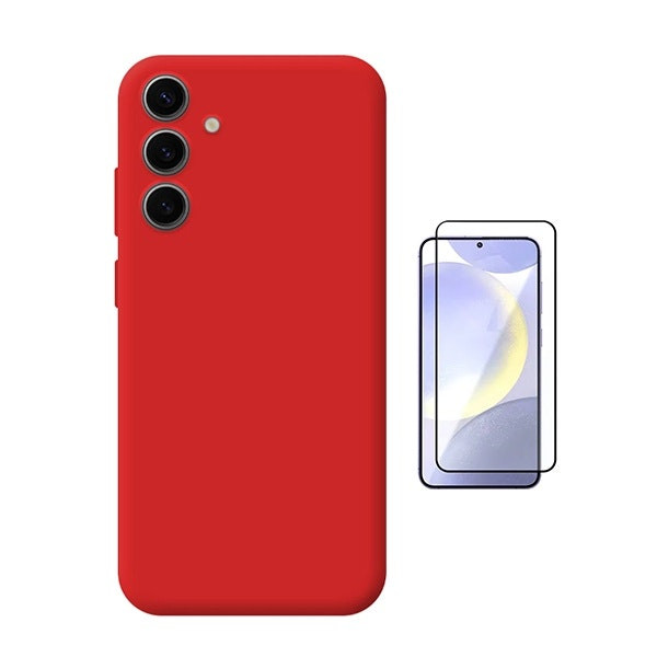 Funda de silicona líquida y vidrio templado 5D para Samsung Galaxy S25 Plus