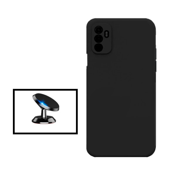 Funda silicona líquida y soporte magnético de coche para Oppo A11s - Negro