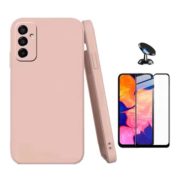 Kit Protector de Cristal 5D, Funda de Silicona Líquida y Soporte Magnético para Samsung Galaxy M23 5G