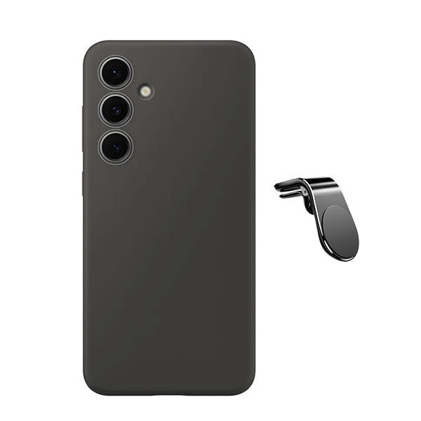 Kit soporte magnético y funda de silicona líquida para Samsung Galaxy S25 Plus - Negro