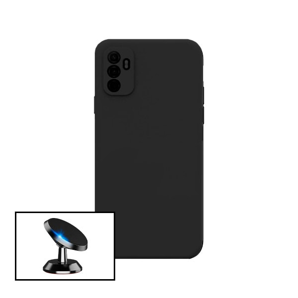 Soporte magnético de coche y funda de silicona líquida para Oppo F19 Pro+ 5G