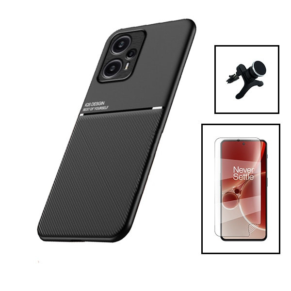 Funda magnética Lux, hidrogel Full Cover y soporte magnético para coche para Xiaomi Poco F5 - Negro