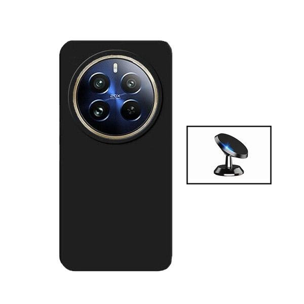Soporte magnético de coche y funda de silicona líquida para Realme 12 Pro 5G