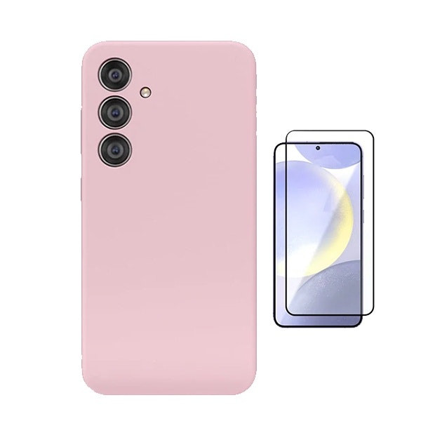Funda de silicona líquida y protector 5D de vidrio templado para Samsung Galaxy S25