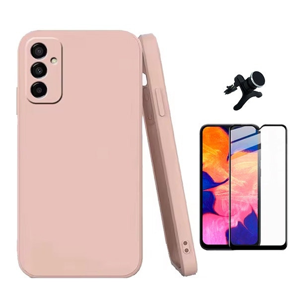 Kit protector vidrio templado 5D con funda silicona y soporte magnético para Galaxy M23 5G