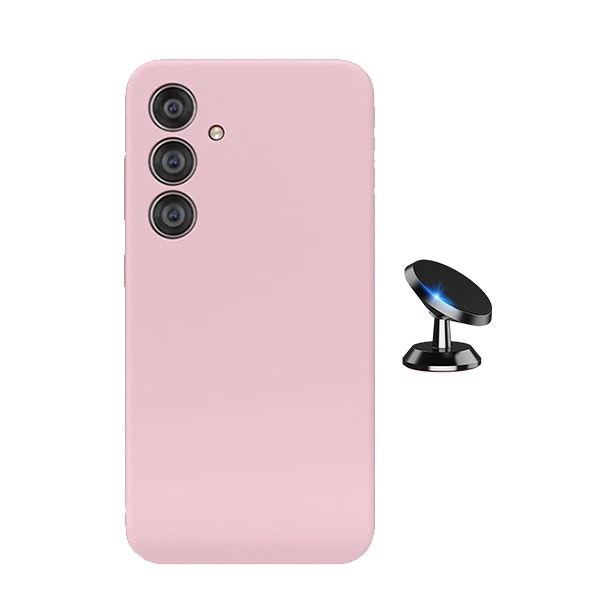Kit soporte magnético y funda silicona líquida para Samsung Galaxy S25 - Rosa