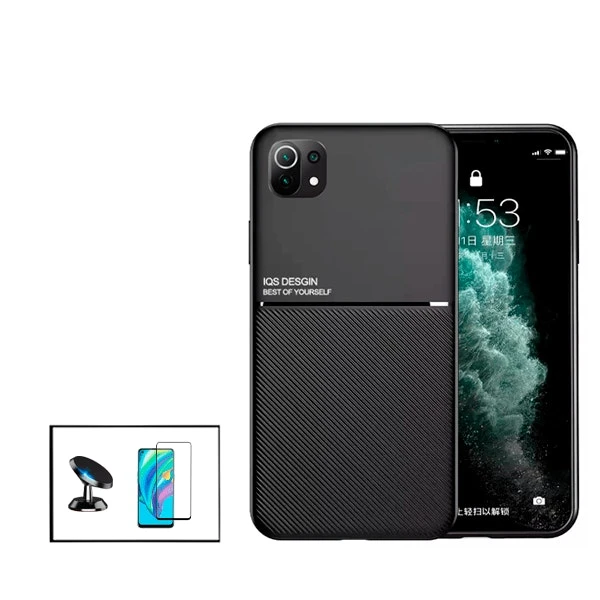 Kit Capa Magnetic Lux + Película Vidro Premium Full Cover Curved + Suporte Magnético de Carro para Xiaomi Mi 11 Lite