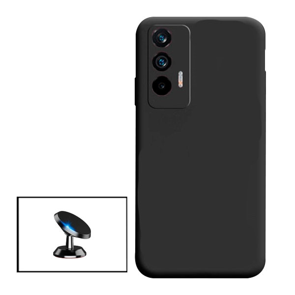 Funda de silicona líquida y soporte magnético para coche para Realme GT Neo2T