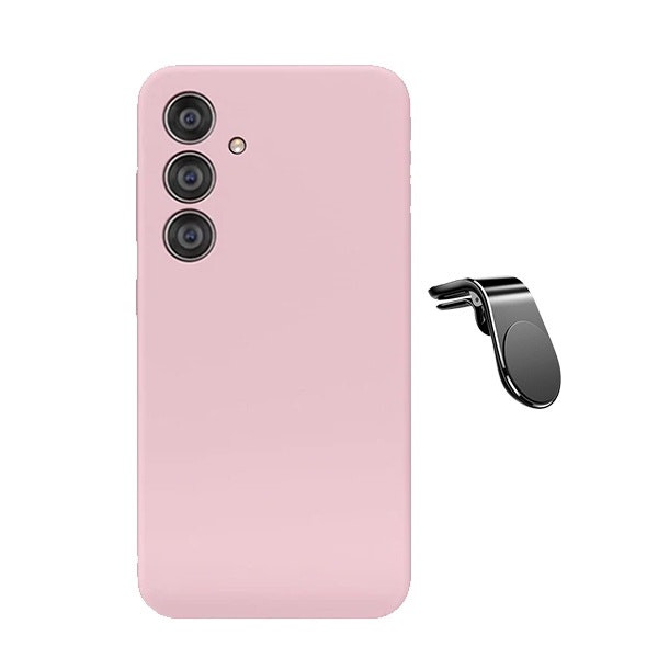 Kit soporte magnético y funda silicona líquida para Samsung Galaxy S25 - Rosa