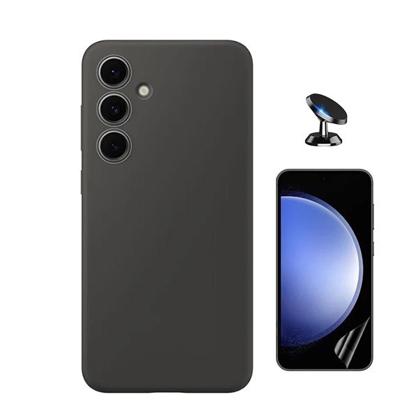 Kit protector hydrogel con funda de silicona líquida y soporte magnético para Samsung Galaxy S25